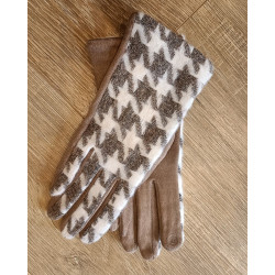 Gants Tactile "Pied de Poule" Taupe