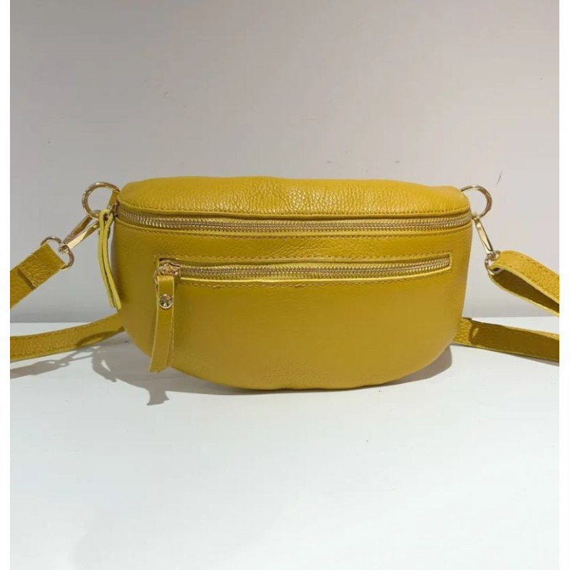 Sac Banane Cuir Grainé "Double Fermeture"