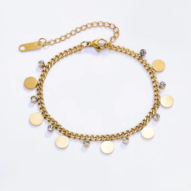 Bracelet Pastilles et Strass en Acier Inoxydable