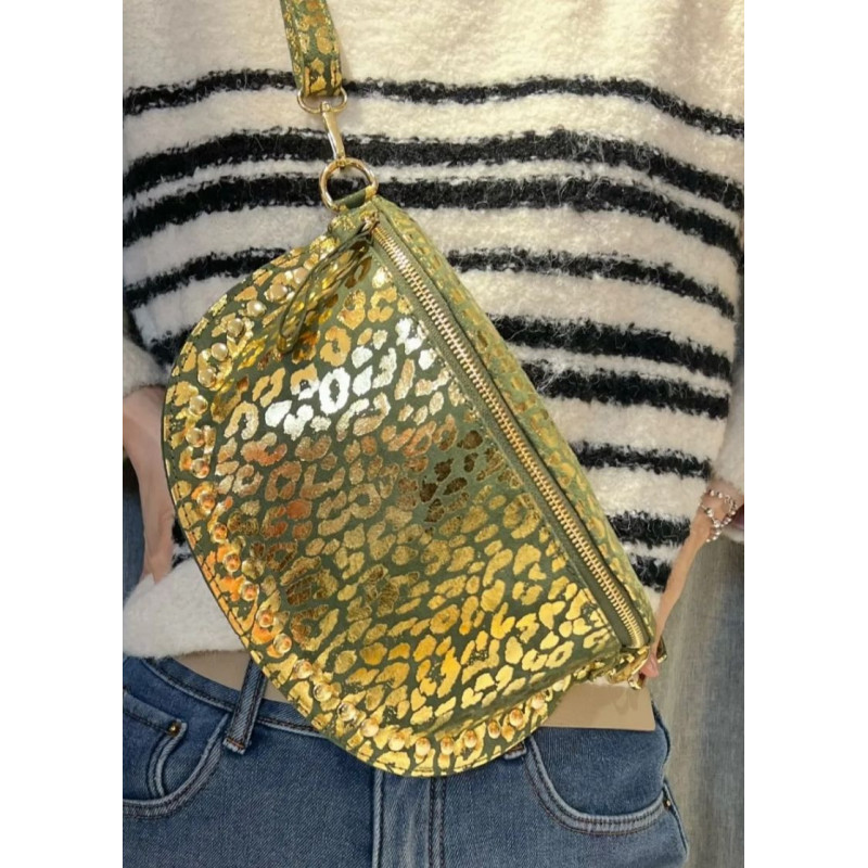 Sac Banane en Cuir Irisé "Motif Animal" Clouté