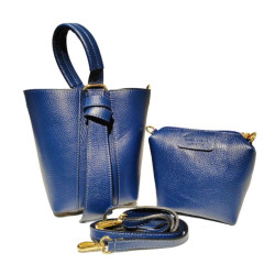 Sac bandoulière en cuir grainé avec pochette