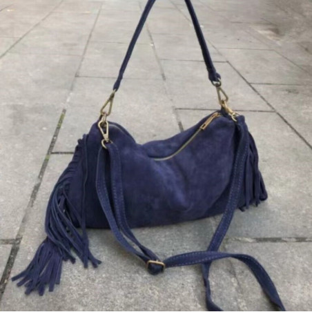 Sac Bandoulière En Daim Avec Franges